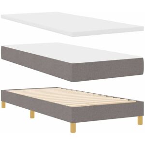 Box Spring Bed with Mattress Cream 90x200 cm Fabric Taupe vidaXL Box Spring Bed with Mattress Cream 90x200 cm Fabric Taupe vidaXL