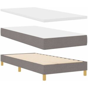Box Spring Bed with Mattress Cream 90x200 cm Fabric Taupe vidaXL Box Spring Bed with Mattress Cream 90x200 cm Fabric Taupe vidaXL