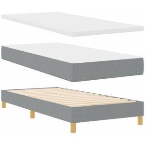 Box Spring Bed with Mattress Cream 90x200 cm Fabric Light grey Vidaxl Box Spring Bed with Mattress Cream 90x200 cm Fabric Light grey Vidaxl