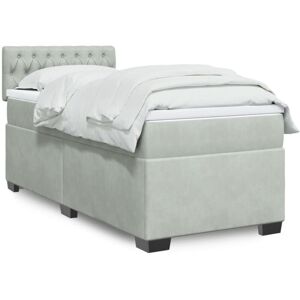 Box Spring Bed with Mattress Light Grey 100x200 cm Velvet Vidaxl Box Spring Bed with Mattress Light Grey 100x200 cm Velvet Vidaxl