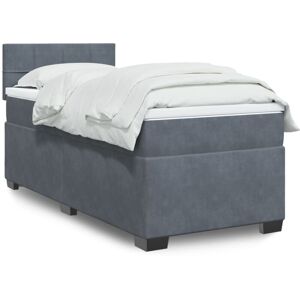 Box Spring Bed with Mattress Dark Grey 90x190 cm Velvet Vidaxl Box Spring Bed with Mattress Dark Grey 90x190 cm Velvet Vidaxl