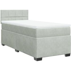 Box Spring Bed with Mattress Light Grey 90x200 cm Velvet Vidaxl Box Spring Bed with Mattress Light Grey 90x200 cm Velvet Vidaxl