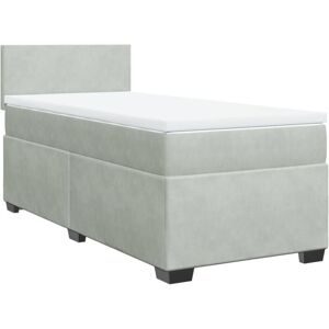 Box Spring Bed with Mattress Light Grey 90x200 cm Velvet Vidaxl Box Spring Bed with Mattress Light Grey 90x200 cm Velvet Vidaxl