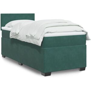 Box Spring Bed with Mattress Dark Green 90x200 cm Velvet Vidaxl Box Spring Bed with Mattress Dark Green 90x200 cm Velvet Vidaxl