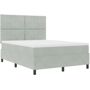 Vidaxl Gray Velvet Pocket Spring Mattress - Bed Vidaxl Gray Velvet Pocket Spring Mattress - Bed