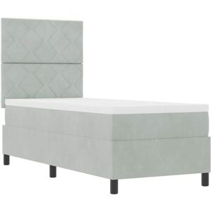 Box Spring Bed with Mattress Light grey 80 x 200 cm Velvet vidaXL Box Spring Bed with Mattress Light grey 80 x 200 cm Velvet vidaXL