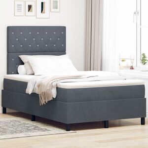 Vidaxl - Box Spring Bed with Mattress Dark Grey 120 x 200 cm Velvet Vidaxl - Box Spring Bed with Mattress Dark Grey 120 x 200 cm Velvet