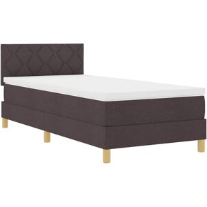 Box Spring Bed with Mattress Dark brown 90 x 200 cm Fabric Vidaxl Box Spring Bed with Mattress Dark brown 90 x 200 cm Fabric Vidaxl