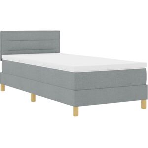Box Spring Bed with Mattress Light grey 90 x 200 cm Fabric Vidaxl Box Spring Bed with Mattress Light grey 90 x 200 cm Fabric Vidaxl