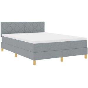 Box Spring Bed with Mattress Light grey 140 x 190 cm Fabric vidaXL Box Spring Bed with Mattress Light grey 140 x 190 cm Fabric vidaXL