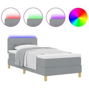 LED Box Spring Bed with Mattress Light Grey 90 x 190 cm Fabric vidaXL LED Box Spring Bed with Mattress Light Grey 90 x 190 cm Fabric vidaXL