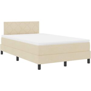 Box Spring Bed with Mattress Cream 120 x 200 cm Fabric vidaXL Box Spring Bed with Mattress Cream 120 x 200 cm Fabric vidaXL