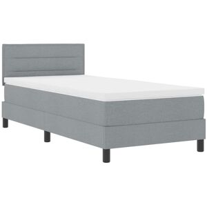Box Spring Bed with Mattress Light grey 90 x 200 cm Fabric vidaXL Box Spring Bed with Mattress Light grey 90 x 200 cm Fabric vidaXL