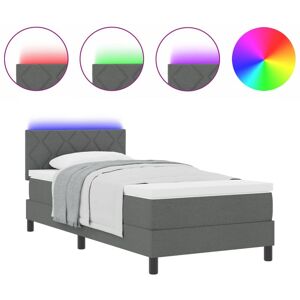 Box Spring Bed with Mattress Dark grey 90 x 190 cm Fabric vidaXL Box Spring Bed with Mattress Dark grey 90 x 190 cm Fabric vidaXL