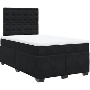 Box Spring Bed with Mattress Black 120x190 cm Small Double Velvet Vidaxl Box Spring Bed with Mattress Black 120x190 cm Small Double Velvet Vidaxl