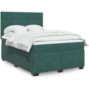 Box Spring Bed with Mattress Dark Green 140x190 cm Velvet Vidaxl Box Spring Bed with Mattress Dark Green 140x190 cm Velvet Vidaxl