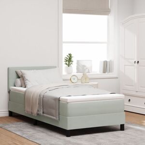 Box Spring Bed with Mattress Light grey 90 x 200 cm Velvet Vidaxl Box Spring Bed with Mattress Light grey 90 x 200 cm Velvet Vidaxl