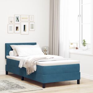 Box Spring Bed with Headboard Dark blue 90 x 200 cm Velvet vidaXL Box Spring Bed with Headboard Dark blue 90 x 200 cm Velvet vidaXL