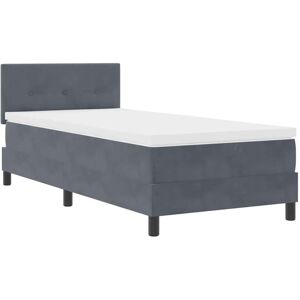 Box Spring Bed with Mattress Dark grey 90 x 200 cm Velvet Vidaxl Box Spring Bed with Mattress Dark grey 90 x 200 cm Velvet Vidaxl