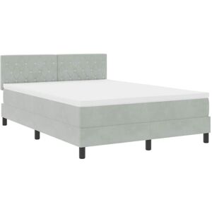 Vidaxl - Box Spring Bed with Mattress Light grey 160 x 200 cm Velvet Vidaxl - Box Spring Bed with Mattress Light grey 160 x 200 cm Velvet