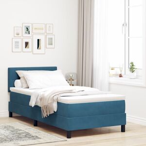 Box Spring Bed with Headboard Dark blue 90 x 200 cm Velvet vidaXL Box Spring Bed with Headboard Dark blue 90 x 200 cm Velvet vidaXL
