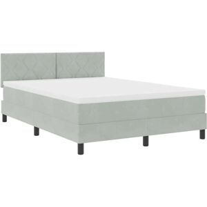 Vidaxl - Box Spring Bed with Mattress Light grey 140 x 190 cm Velvet Vidaxl - Box Spring Bed with Mattress Light grey 140 x 190 cm Velvet