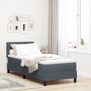 Box Spring Bed with Headboard Dark grey 80 x 200 cm Velvet vidaXL Box Spring Bed with Headboard Dark grey 80 x 200 cm Velvet vidaXL