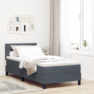 Box Spring Bed with Mattress Dark grey 90 x 200 cm Velvet Vidaxl Box Spring Bed with Mattress Dark grey 90 x 200 cm Velvet Vidaxl