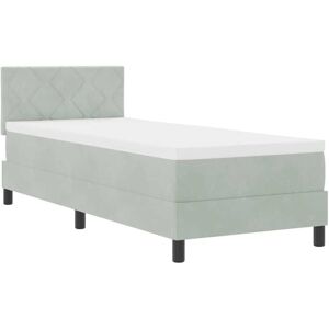 Box Spring Bed with Headboard Light grey 80 x 200 cm Velvet vidaXL Box Spring Bed with Headboard Light grey 80 x 200 cm Velvet vidaXL