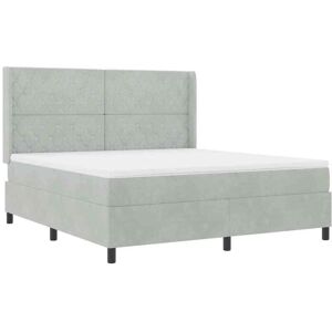 Box Spring Bed with Headboard Light grey 180 x 200 cm Velvet vidaXL Box Spring Bed with Headboard Light grey 180 x 200 cm Velvet vidaXL