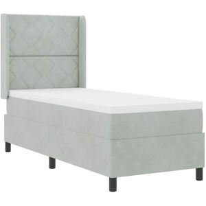 Box Spring Bed with Headboard Light grey 80 x 200 cm Velvet Vidaxl Box Spring Bed with Headboard Light grey 80 x 200 cm Velvet Vidaxl