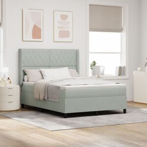 Led Box Spring Bed with Mattres Light grey 140 x 200 cm Velvet Vidaxl Led Box Spring Bed with Mattres Light grey 140 x 200 cm Velvet Vidaxl