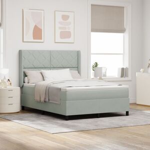 Led Box Spring Bed with Mattres Light grey 140 x 190 cm Velvet Vidaxl Led Box Spring Bed with Mattres Light grey 140 x 190 cm Velvet Vidaxl