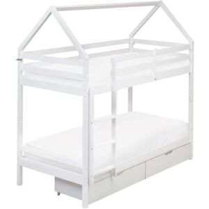 BELIANI Bunk Bed with Drawers House Pine Wood TERNAS 90 x 200 cm (EU Single) with Storage White BELIANI Bunk Bed with Drawers House Pine Wood TERNAS 90 x 200 cm (EU Single) with Storage White