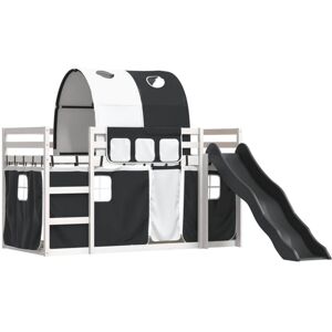 vidaXL Bunk Bed with Slide and Curtains - Kids Twin Loft Bed vidaXL Bunk Bed with Slide and Curtains - Kids Twin Loft Bed