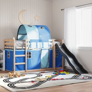 vidaXL Bunk Bed with Slide and Curtains - Kids Twin, Blue, 80x200 cm vidaXL Bunk Bed with Slide and Curtains - Kids Twin, Blue, 80x200 cm