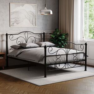HOME DISCOUNT Chicago 5ft King Size Metal Bed Frame, 150 x 200 cm, Black HOME DISCOUNT Chicago 5ft King Size Metal Bed Frame, 150 x 200 cm, Black