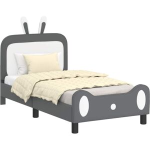 Children's Bed Frame with Headboard Light Grey 80 x 160 cm PU vidaXL Children's Bed Frame with Headboard Light Grey 80 x 160 cm PU vidaXL