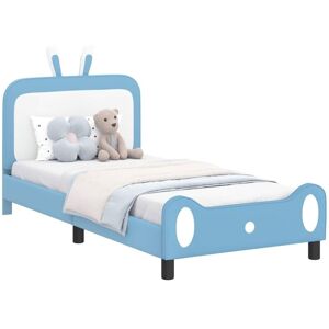 Children's Bed Frame with Headboard Blue 90 x 190 cm PU vidaXL Children's Bed Frame with Headboard Blue 90 x 190 cm PU vidaXL