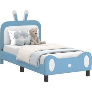 Children's Bed Frame with Headboard Blue 80 x 160 cm PU vidaXL Children's Bed Frame with Headboard Blue 80 x 160 cm PU vidaXL