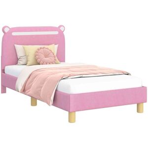 Children's Bed Frame with Headboard Pink 80 x 160 cm Fabric vidaXL Children's Bed Frame with Headboard Pink 80 x 160 cm Fabric vidaXL