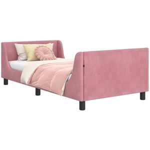 Children's Bed Frame with Headboard Pink 90 x 200 cm Velvet vidaXL Children's Bed Frame with Headboard Pink 90 x 200 cm Velvet vidaXL