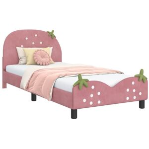 Children's Bed Frame with Headboard Pink 90 x 190 cm Velvet vidaXL Children's Bed Frame with Headboard Pink 90 x 190 cm Velvet vidaXL