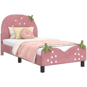 Children's Bed Frame with Headboard Pink 80 x 160 cm Velvet vidaXL Children's Bed Frame with Headboard Pink 80 x 160 cm Velvet vidaXL