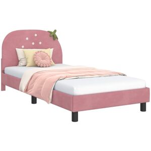 Children's Bed Frame with Headboard Pink 90 x 200 cm Velvet vidaXL Children's Bed Frame with Headboard Pink 90 x 200 cm Velvet vidaXL