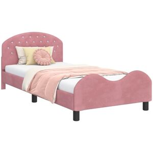 Children's Bed Frame with Headboard Pink 90 x 190 cm Velvet vidaXL Children's Bed Frame with Headboard Pink 90 x 190 cm Velvet vidaXL