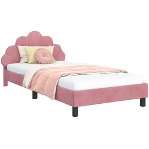 Children's Bed Frame with Headboard Pink 90 x 200 cm Velvet vidaXL Children's Bed Frame with Headboard Pink 90 x 200 cm Velvet vidaXL