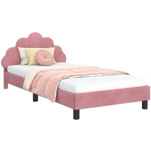 Children's Bed Frame with Headboard Pink 90 x 190 cm Velvet vidaXL Children's Bed Frame with Headboard Pink 90 x 190 cm Velvet vidaXL