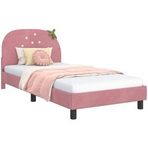 Children's Bed Frame with Headboard Pink 90 x 190 cm Velvet vidaXL Children's Bed Frame with Headboard Pink 90 x 190 cm Velvet vidaXL