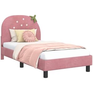 Children's Bed Frame with Headboard Pink 80 x 160 cm Velvet vidaXL Children's Bed Frame with Headboard Pink 80 x 160 cm Velvet vidaXL